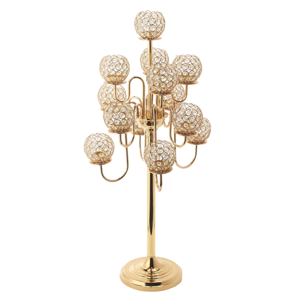 Crystal Candelabra Globe Seville 38" - Gold