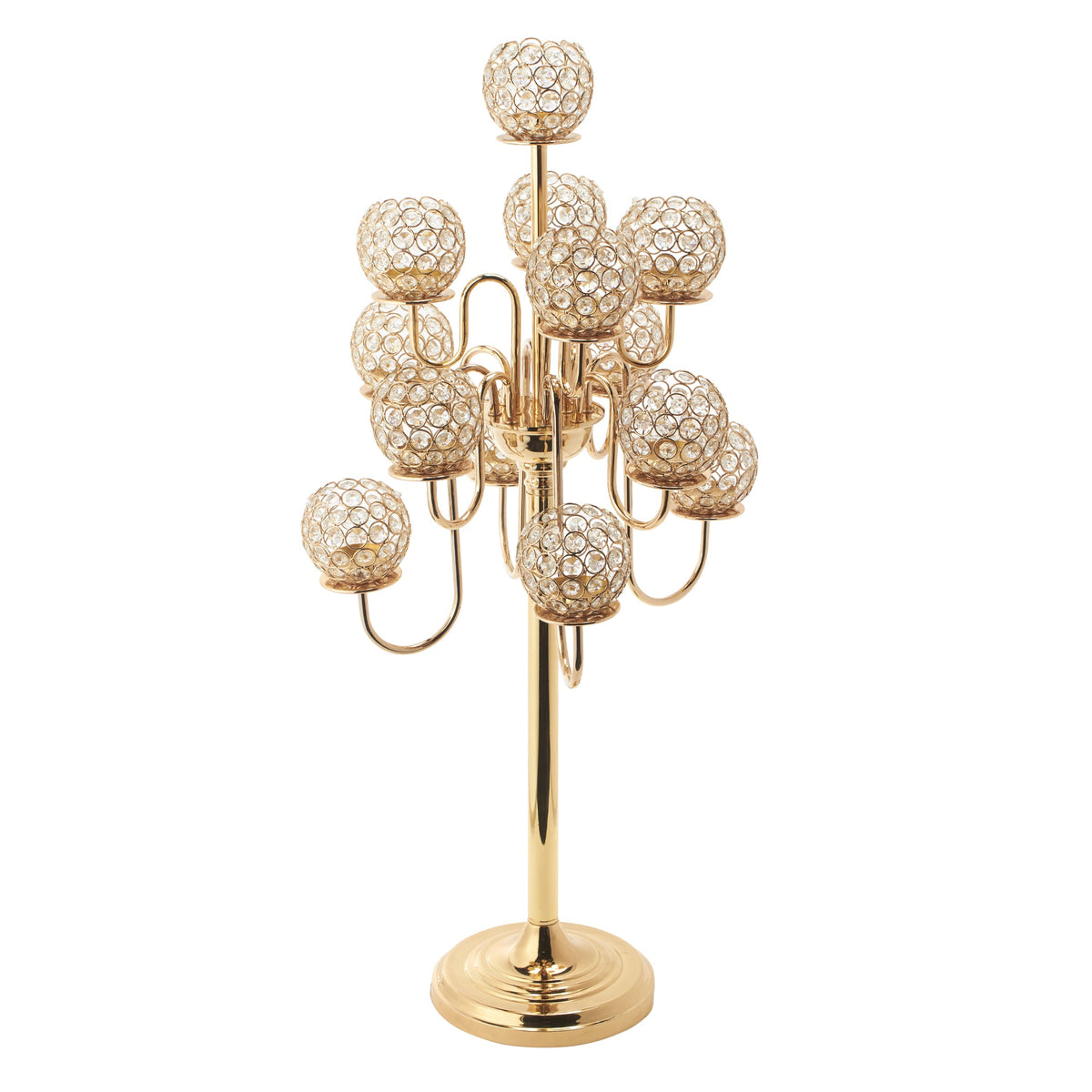 Crystal Candelabra Globe Seville 38" - Gold