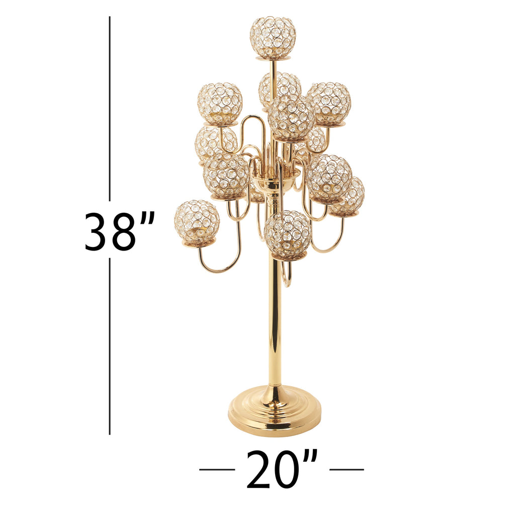 Crystal Candelabra Globe Seville 38" - Gold