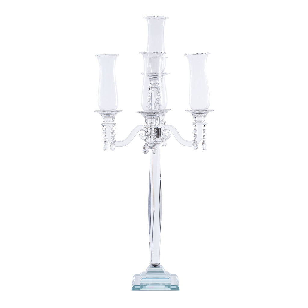 Crystal Candelabra 5 Arm Glass Hurricane Globes 40"