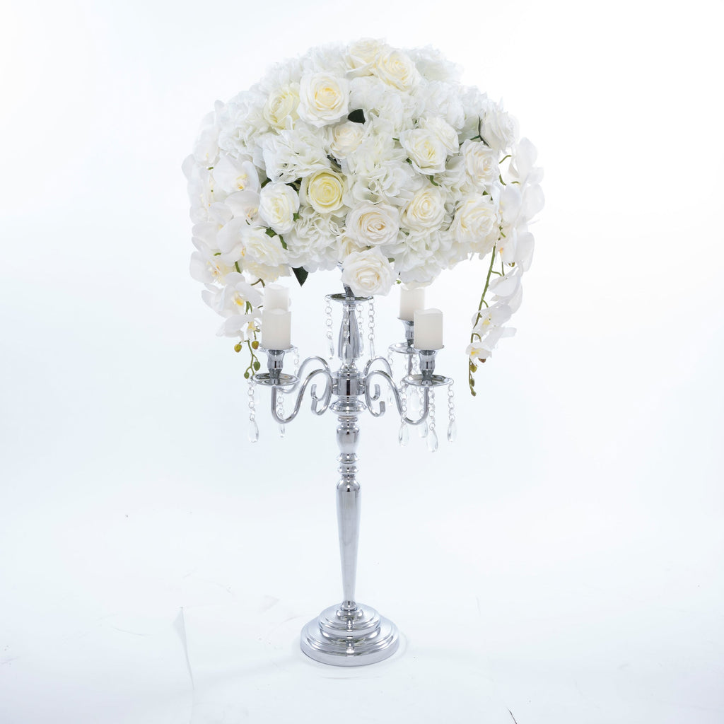 Classic Floral Candelabra 33" - Silver