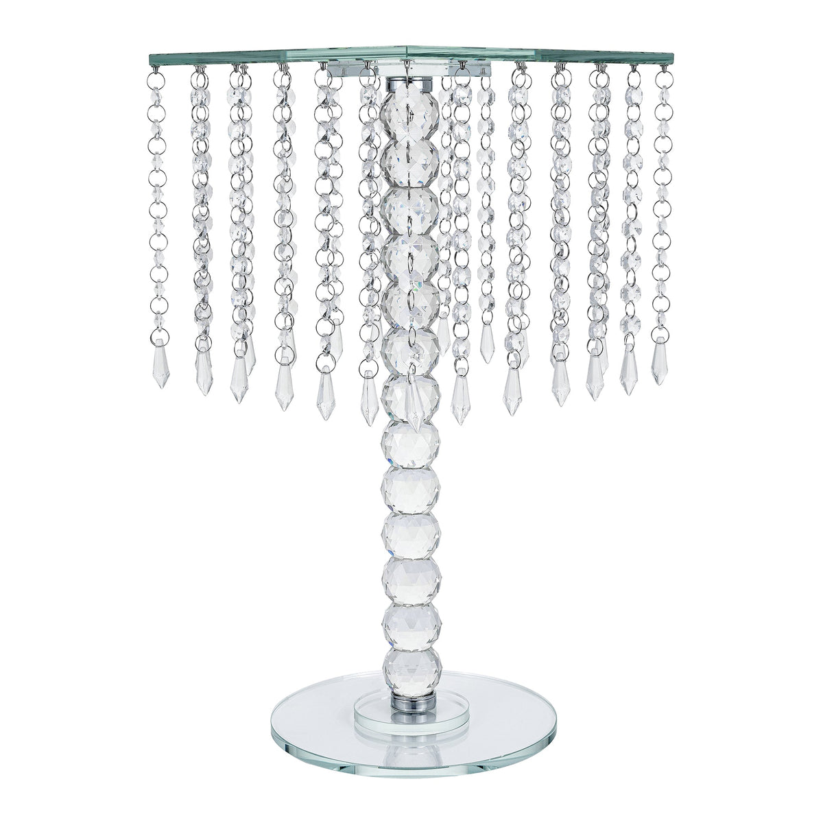 Square Crystal Chandelier Stand Centerpiece - 9.75" x 18.5"