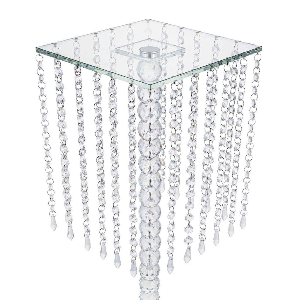 Square Crystal Chandelier Stand Centerpiece - 9.75" x 31"