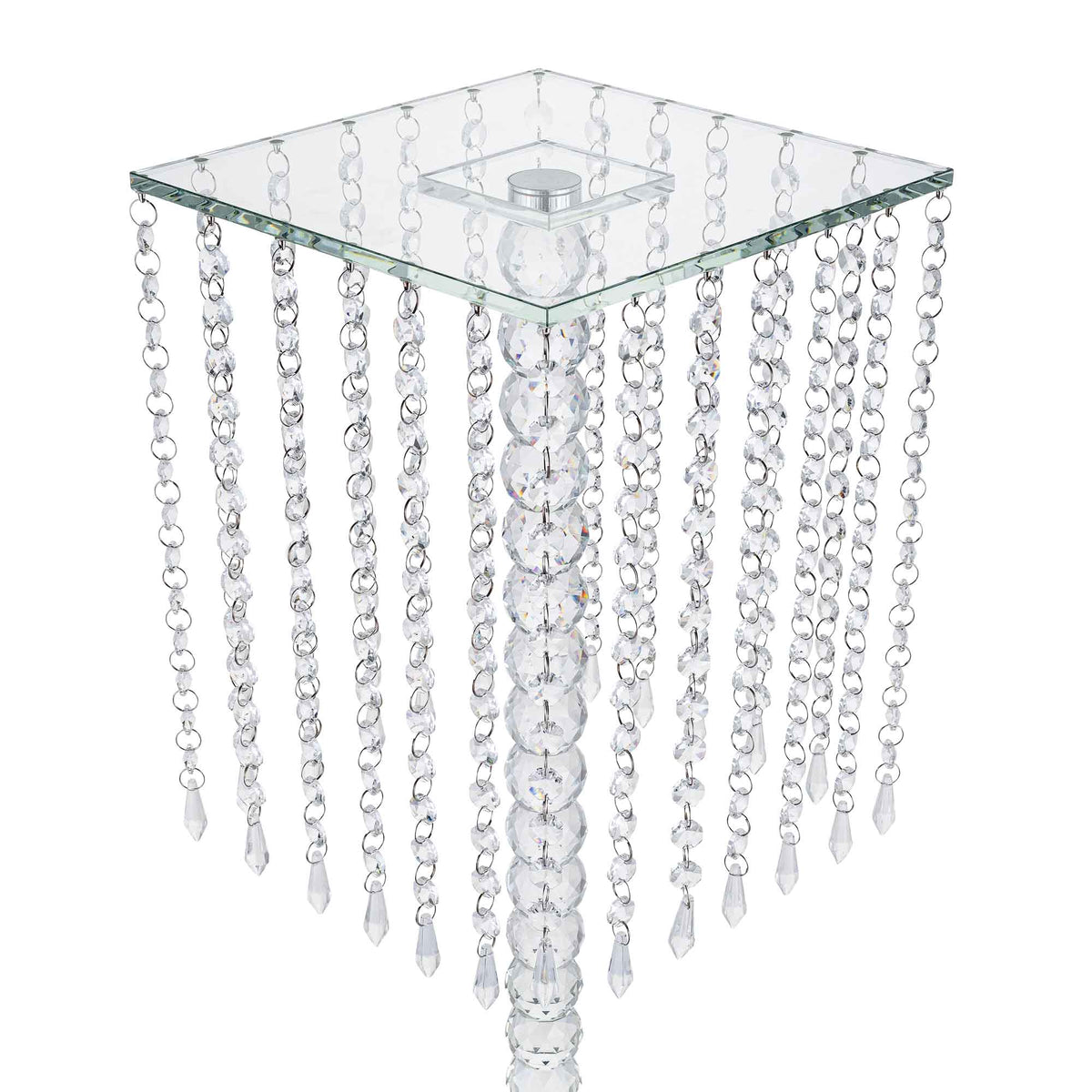 Square Crystal Chandelier Stand Centerpiece - 9.75" x 31"