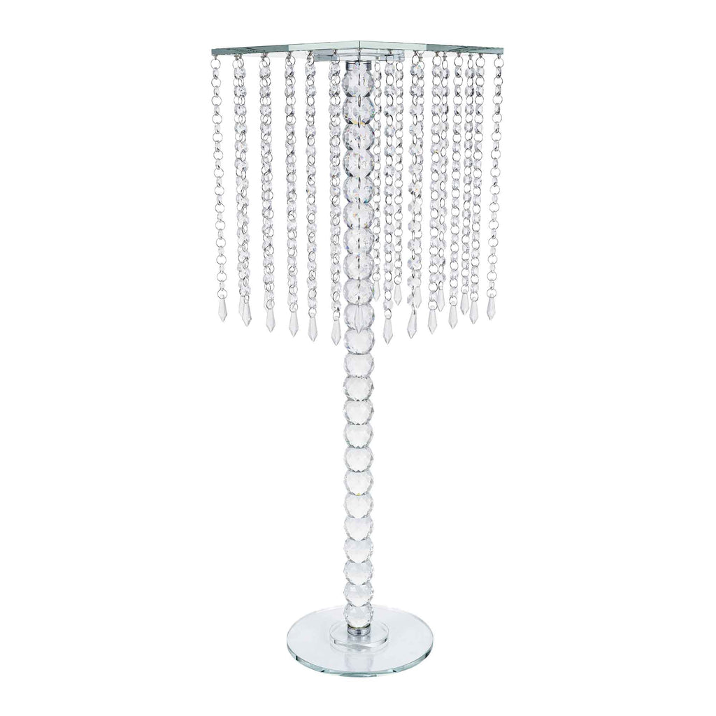 Square Crystal Chandelier Stand Centerpiece - 9.75" x 31"
