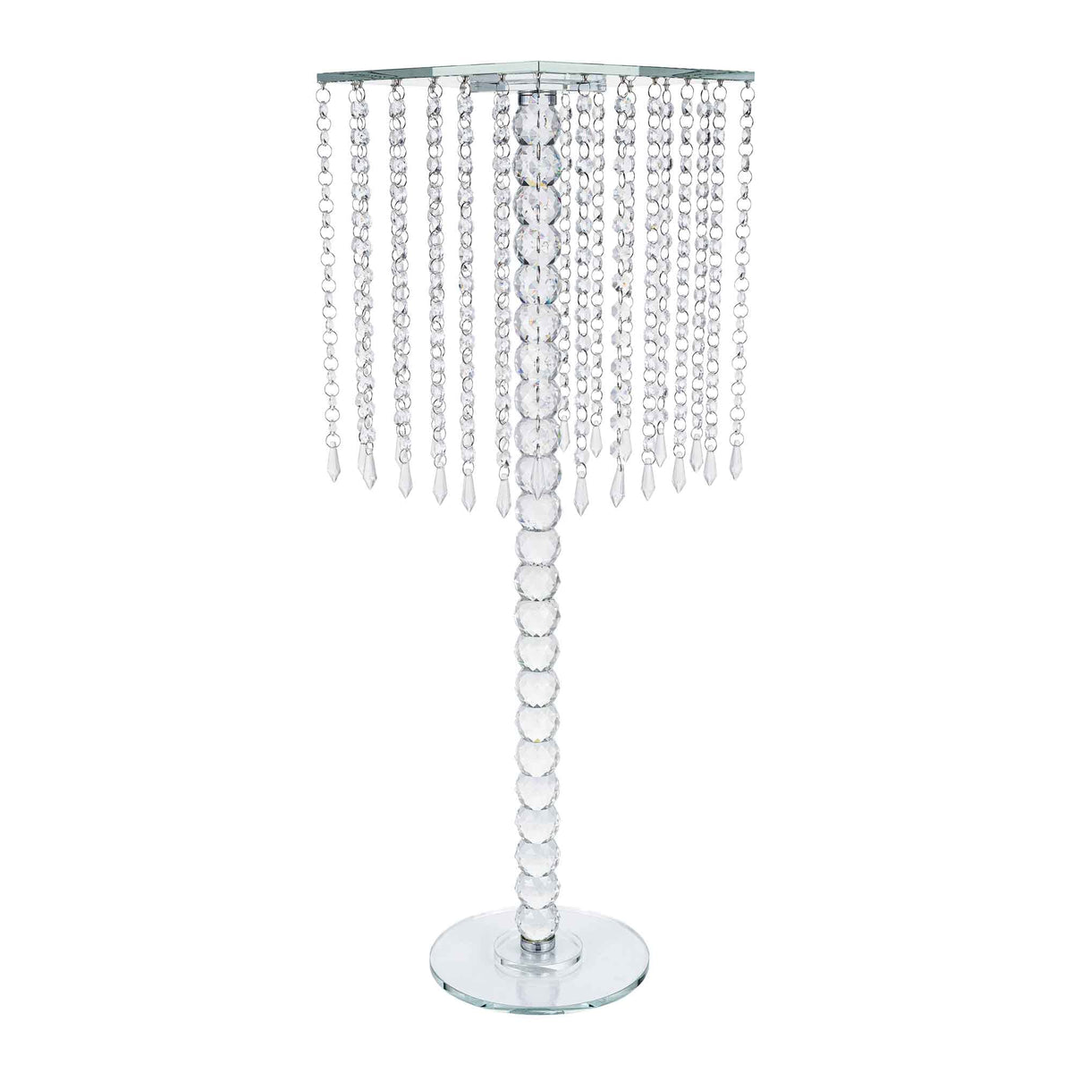 Square Crystal Chandelier Stand Centerpiece - 9.75" x 31"
