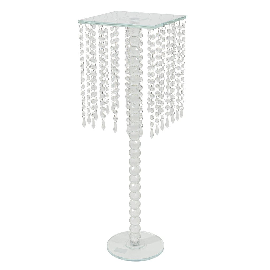Square Crystal Chandelier Stand Centerpiece - 9.75" x 31"