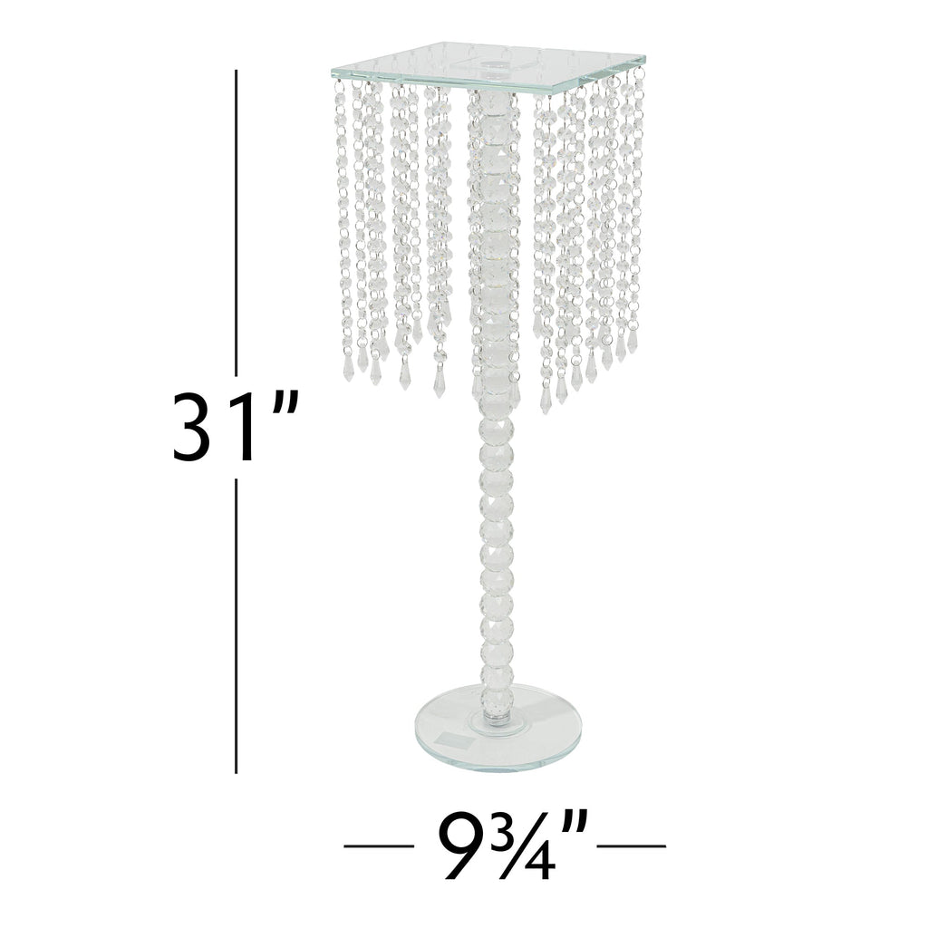 Square Crystal Chandelier Stand Centerpiece - 9.75" x 31"