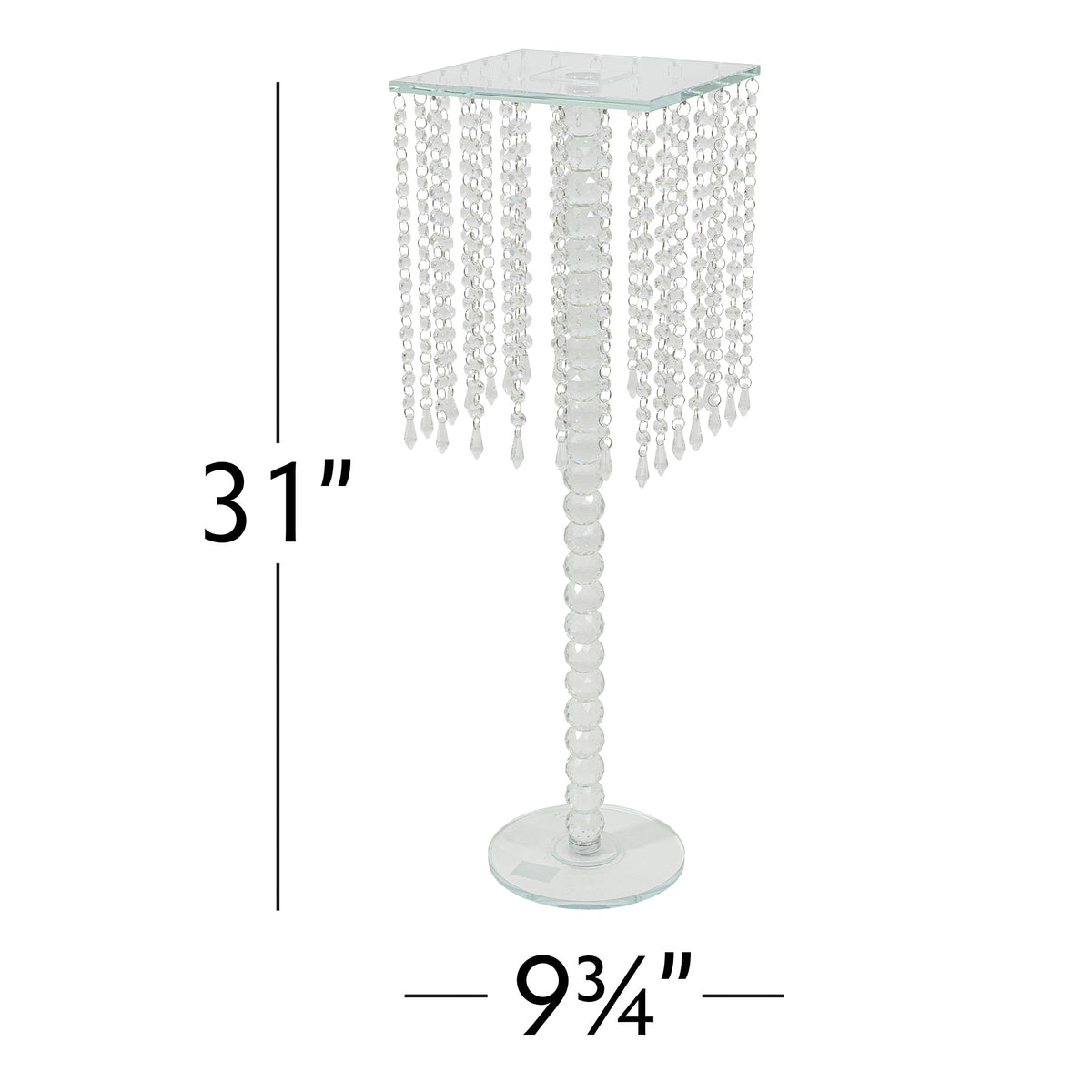 Square Crystal Chandelier Stand Centerpiece - 9.75" x 31"