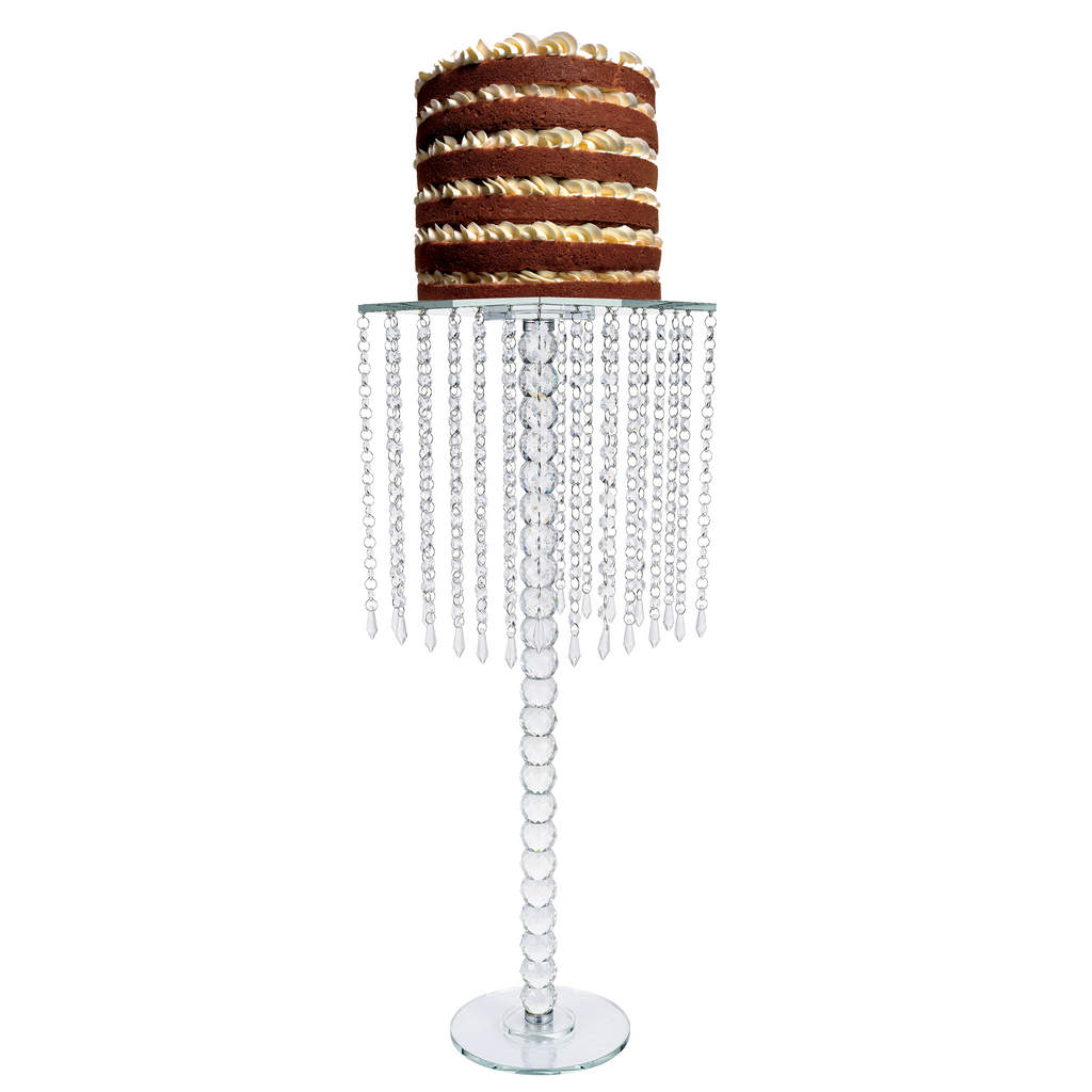 Square Crystal Chandelier Stand Centerpiece - 9.75" x 31"