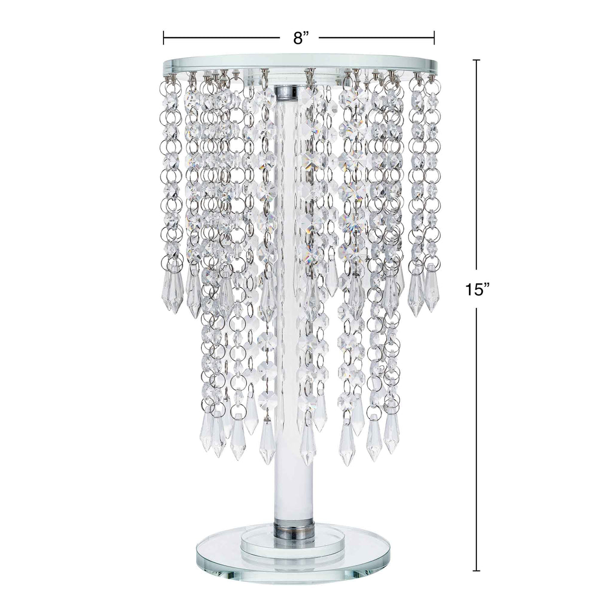 Round Crystal Chandelier Stand Centerpiece - 8" x 15"