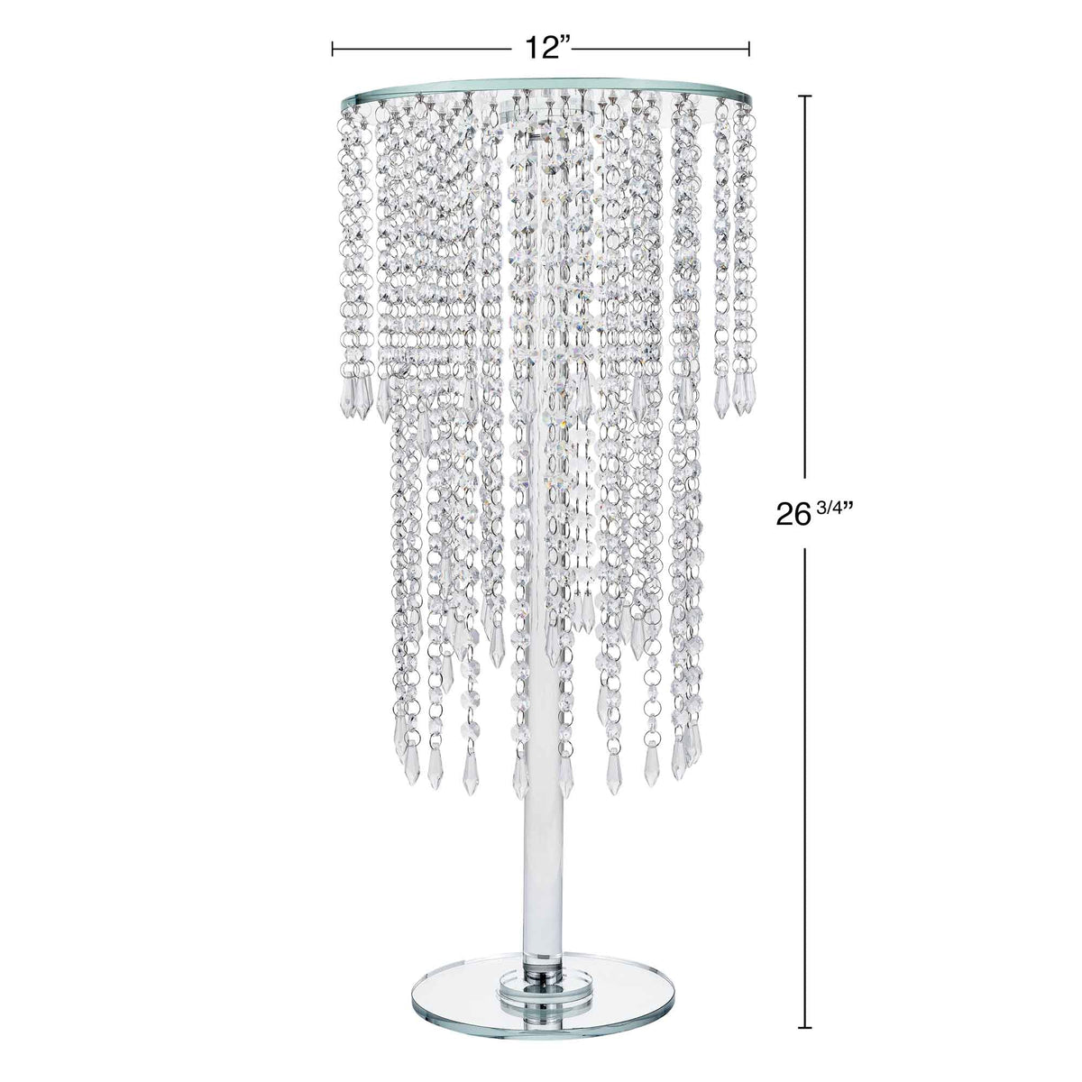 Round Crystal Chandelier Stand Centerpiece - 12" x 26.75"