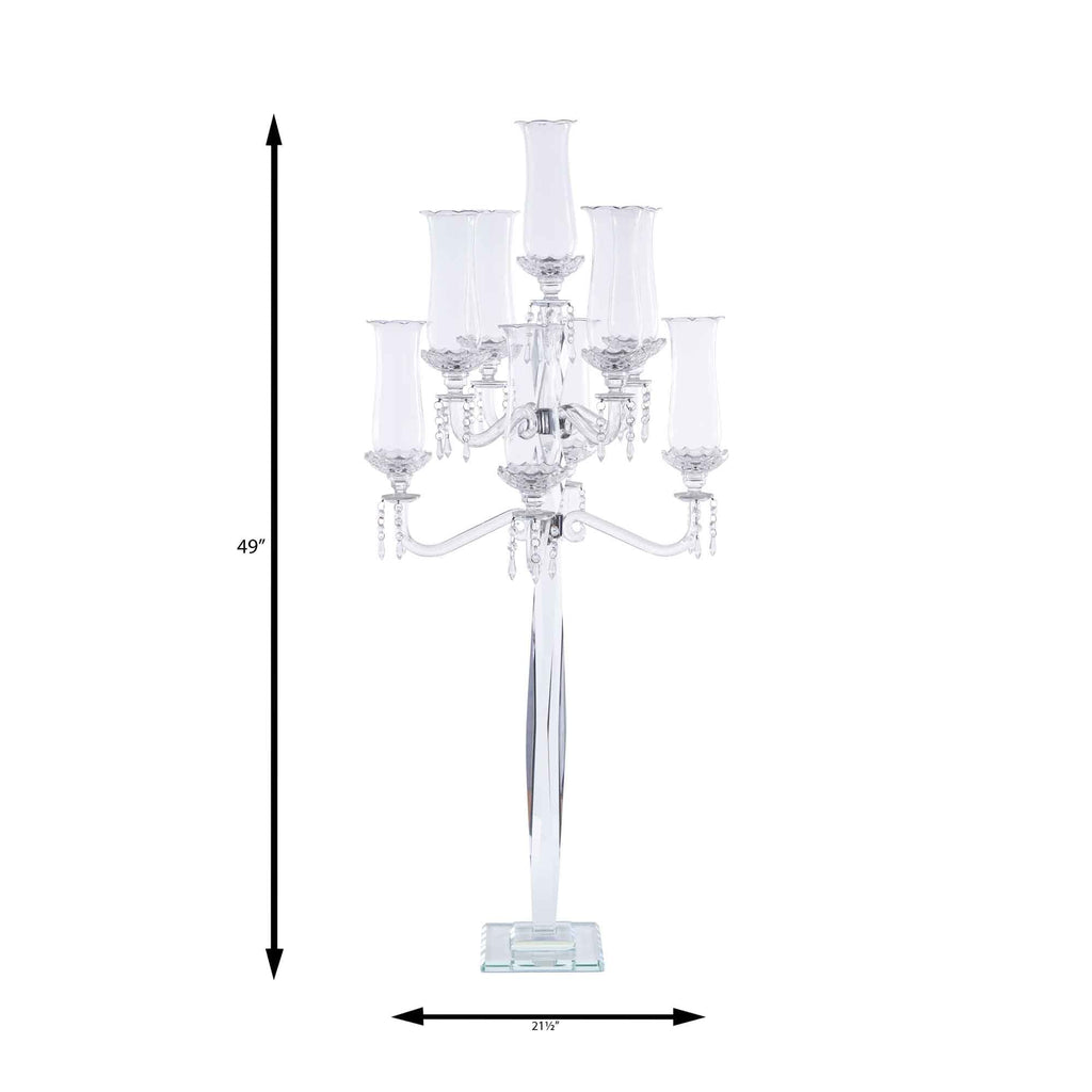 Crystal Candelabra 9 arm Glass Hurricane Globes 49"