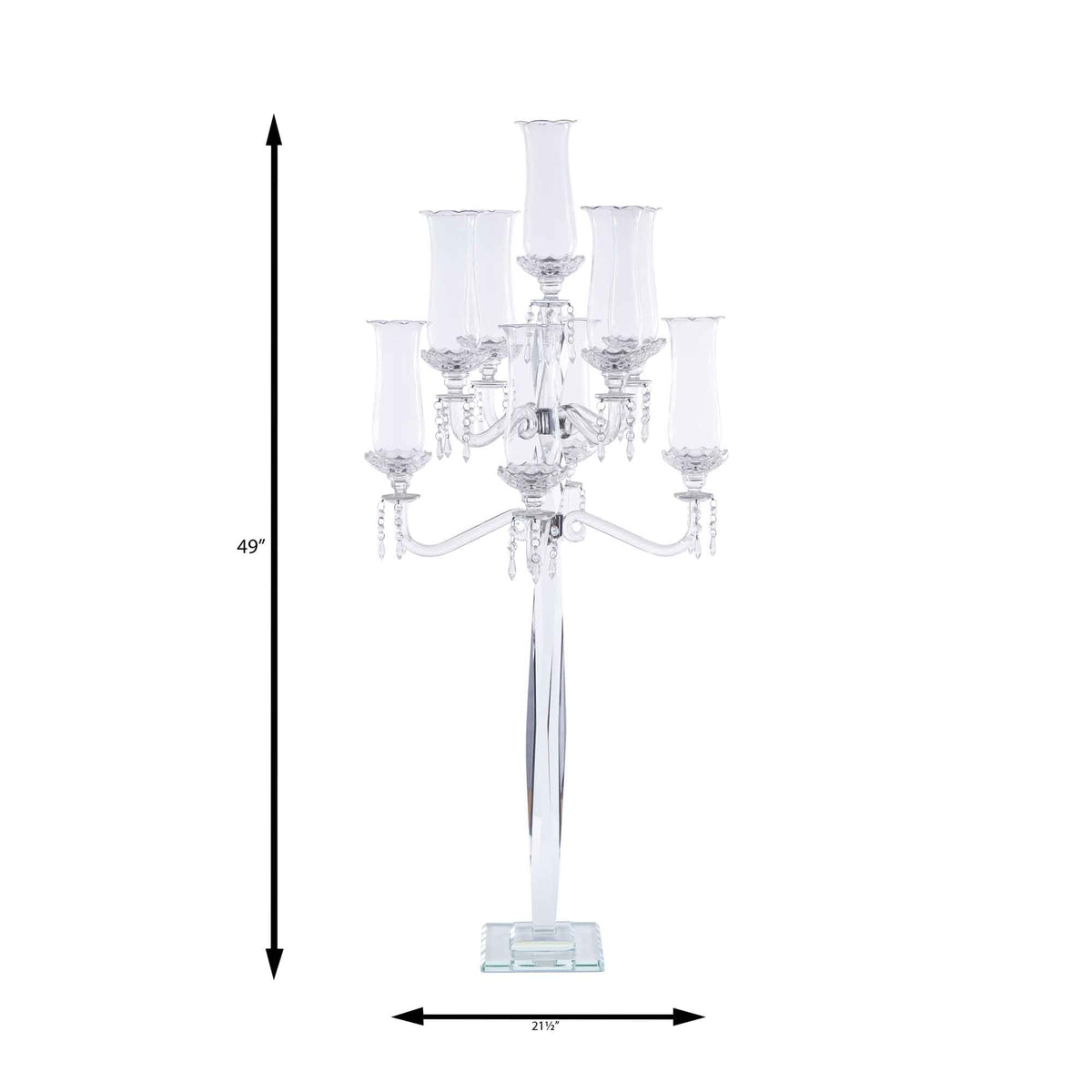 Crystal Candelabra 9 arm Glass Hurricane Globes 49"