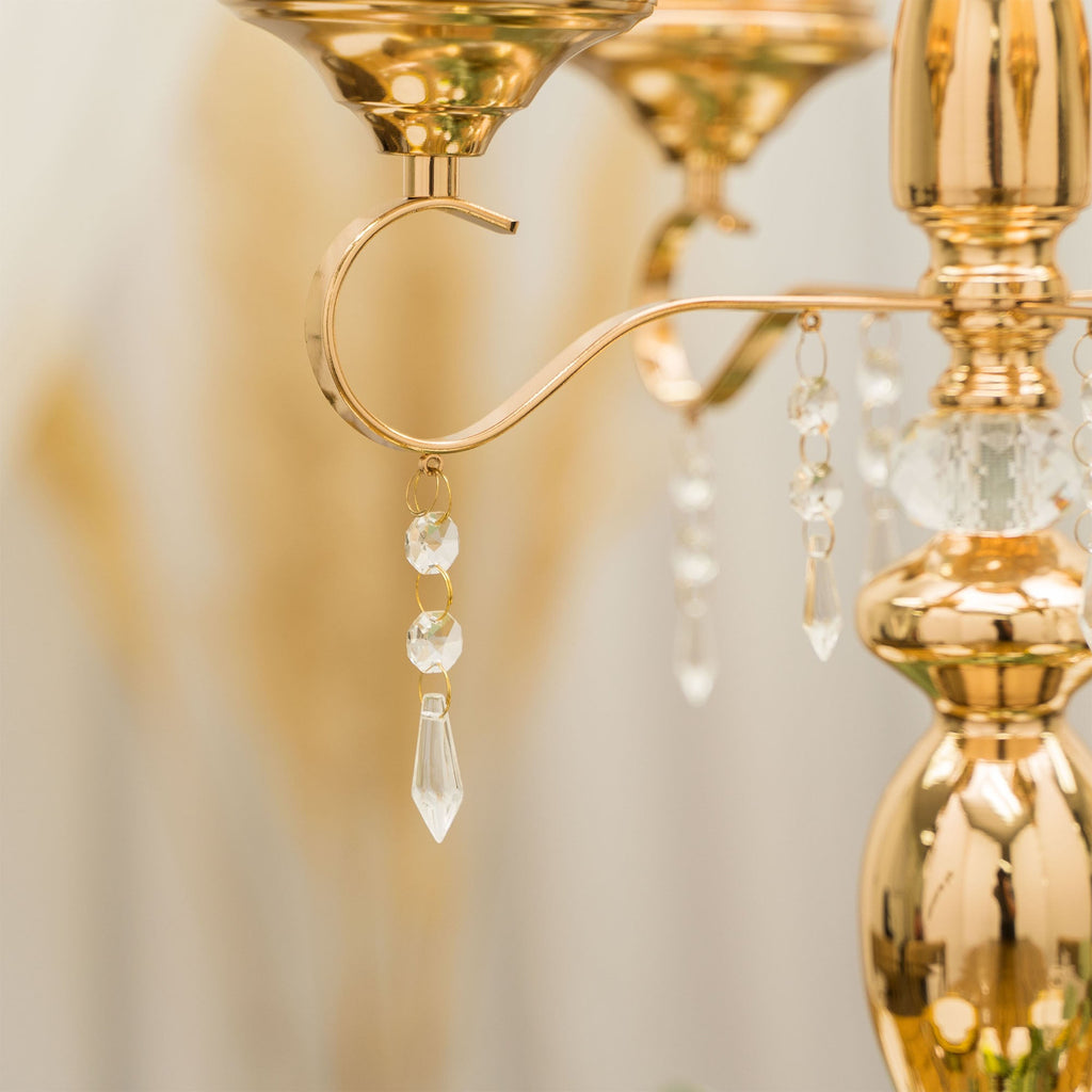 5 Arm Metal Cylinder Candelabra 31" - Gold