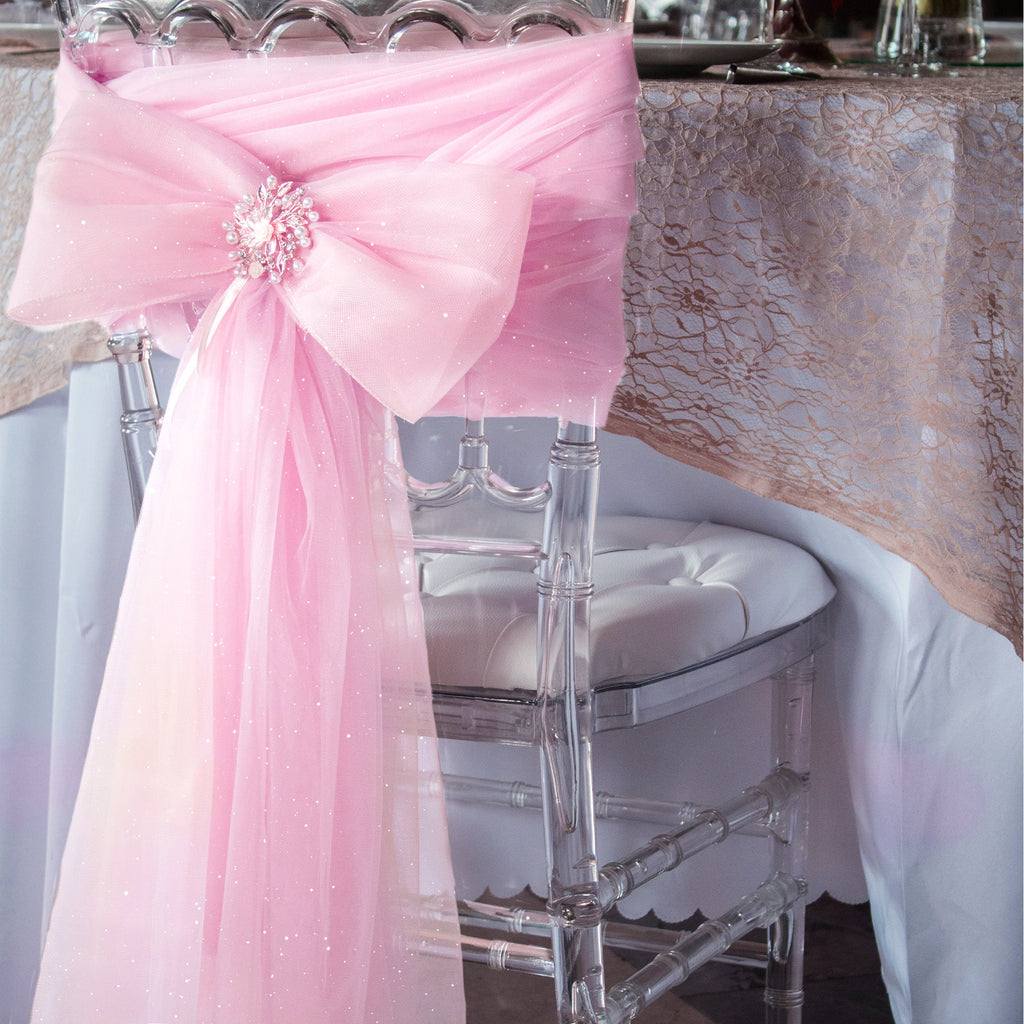Glitter Tulle Bolt 54" x 10 yards - Pink