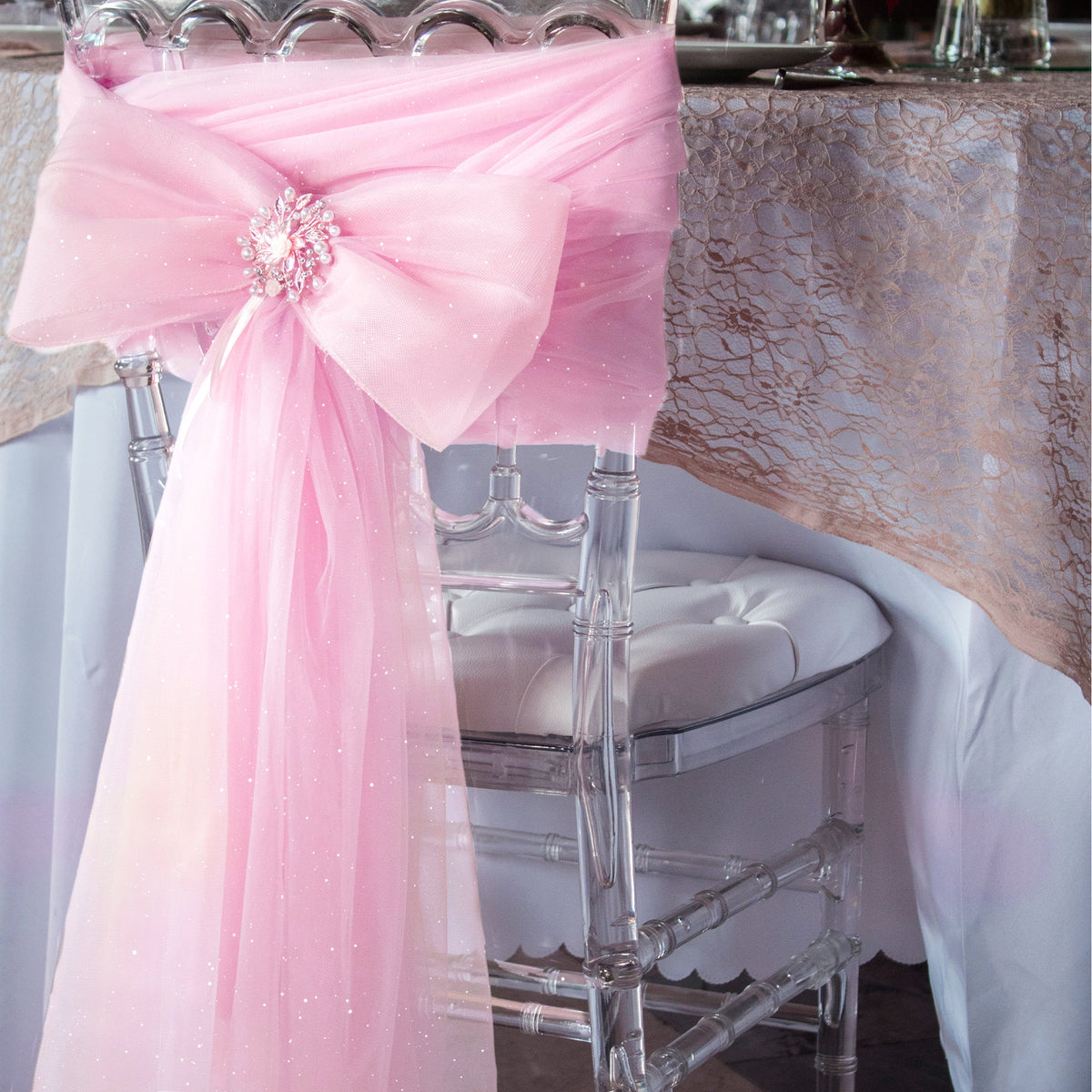 Glitter Tulle Bolt 54" x 10 yards - Pink