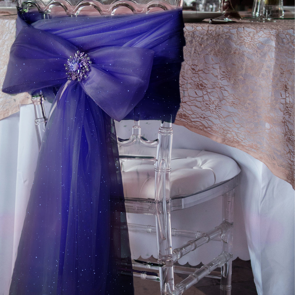 Glitter Tulle Bolt 54" x 10 yards - Royal Blue