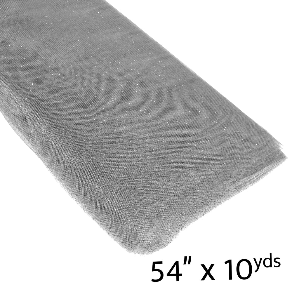 Glitter Tulle Bolt 54" x 10 yards - Silver