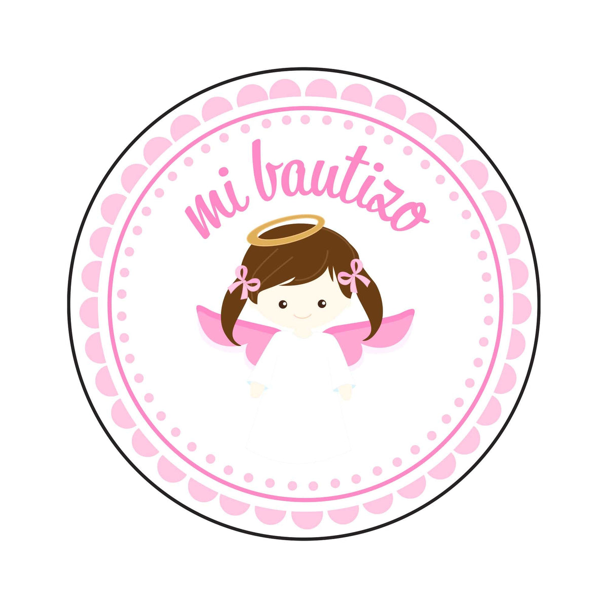 Baptism Mi Bautizo Stickers 2" - Pink Spanish - 24 Labels
