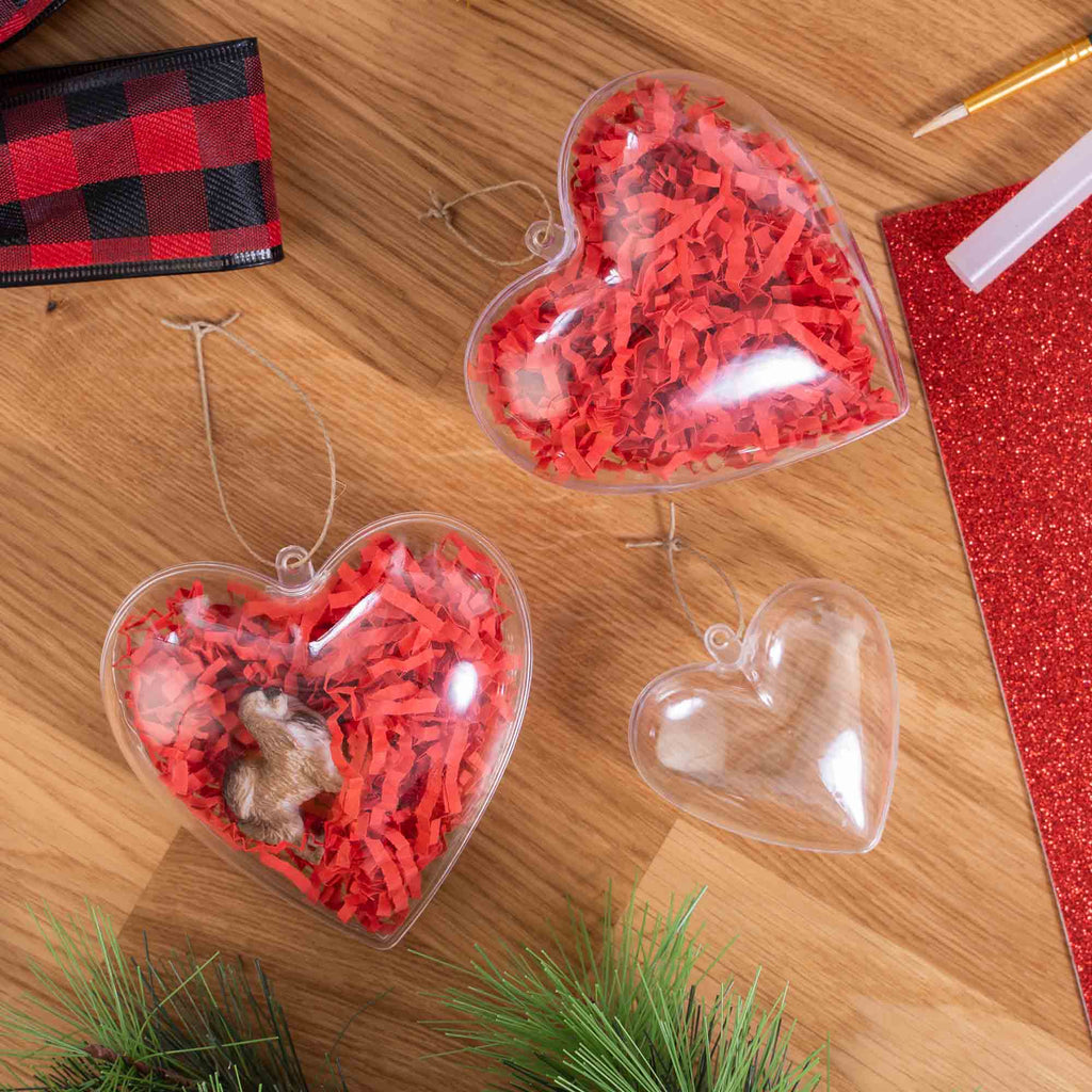 Plastic Fillable Heart Ornament 2.5" - Pack of 12