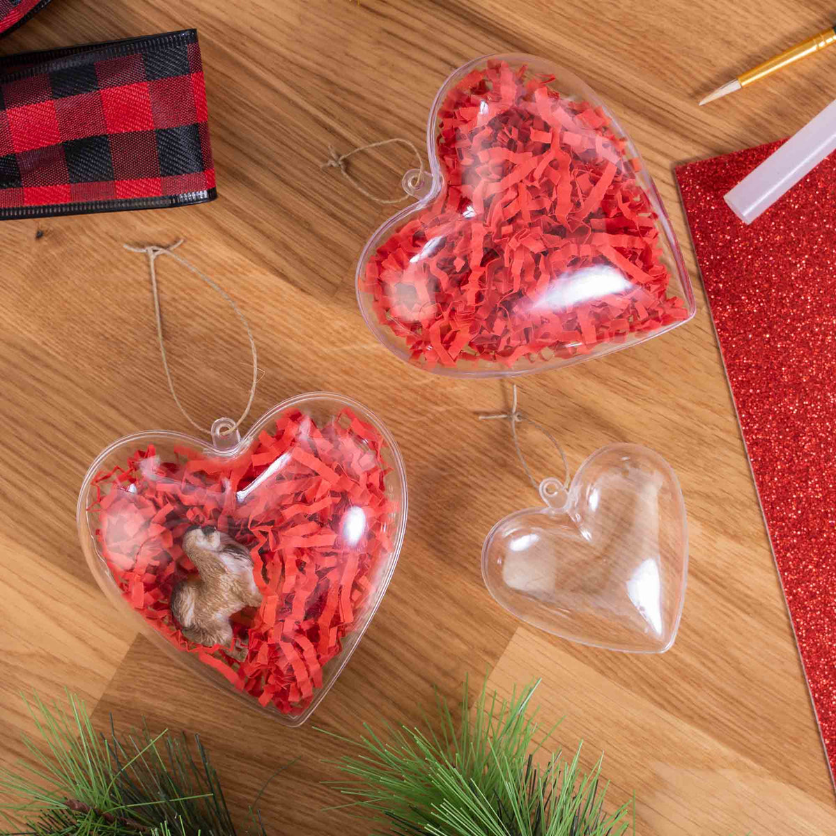 Plastic Fillable Heart Ornament 2.5" - Pack of 12