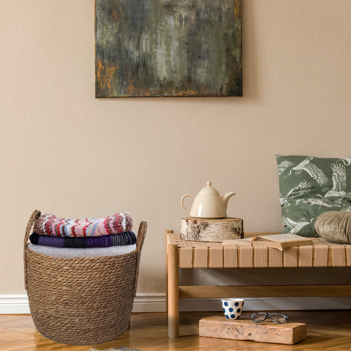 Rattan Basket - 22" Diameter x 16"H