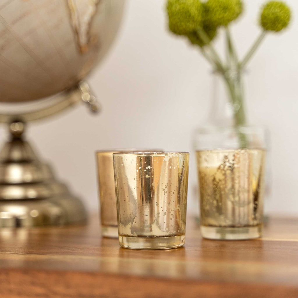 Unscented Poured Glass Votive Candles 12pcs/box 2" - Silver