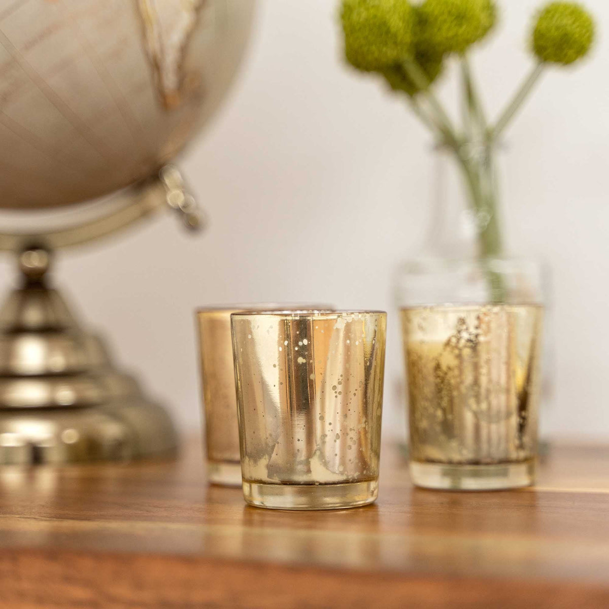 Unscented Poured Glass Votive Candles 12pcs/box 2" - Silver