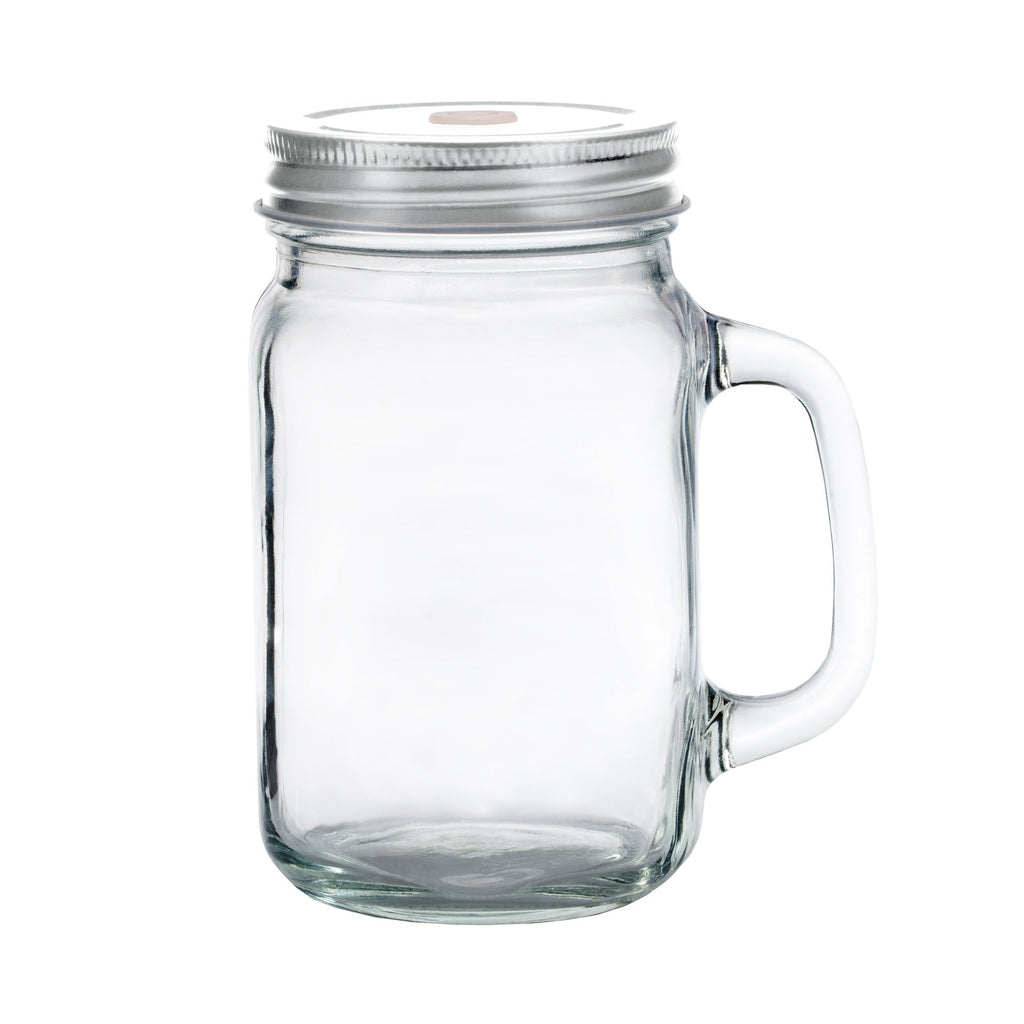 Mason Jar with Handle/Lid/Straw Hole 16oz