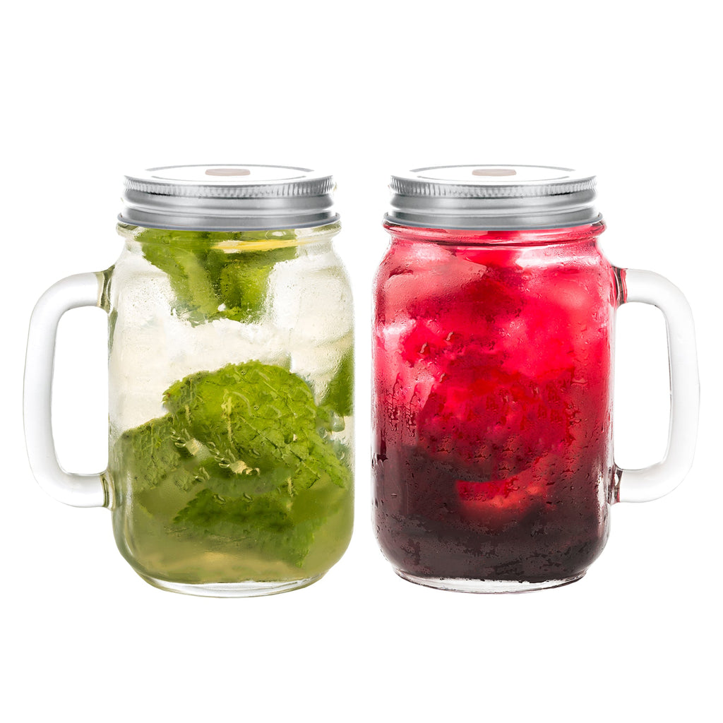 Mason Jar with Handle/Lid/Straw Hole 16oz