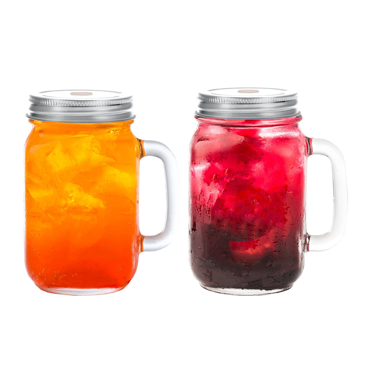 Mason Jar with Handle/Lid/Straw Hole 16oz