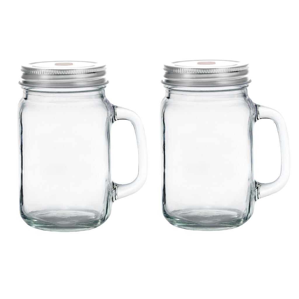Mason Jar with Handle/Lid/Straw Hole 16oz