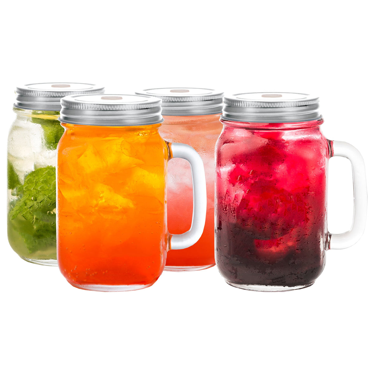 Mason Jar with Handle/Lid/Straw Hole 16oz