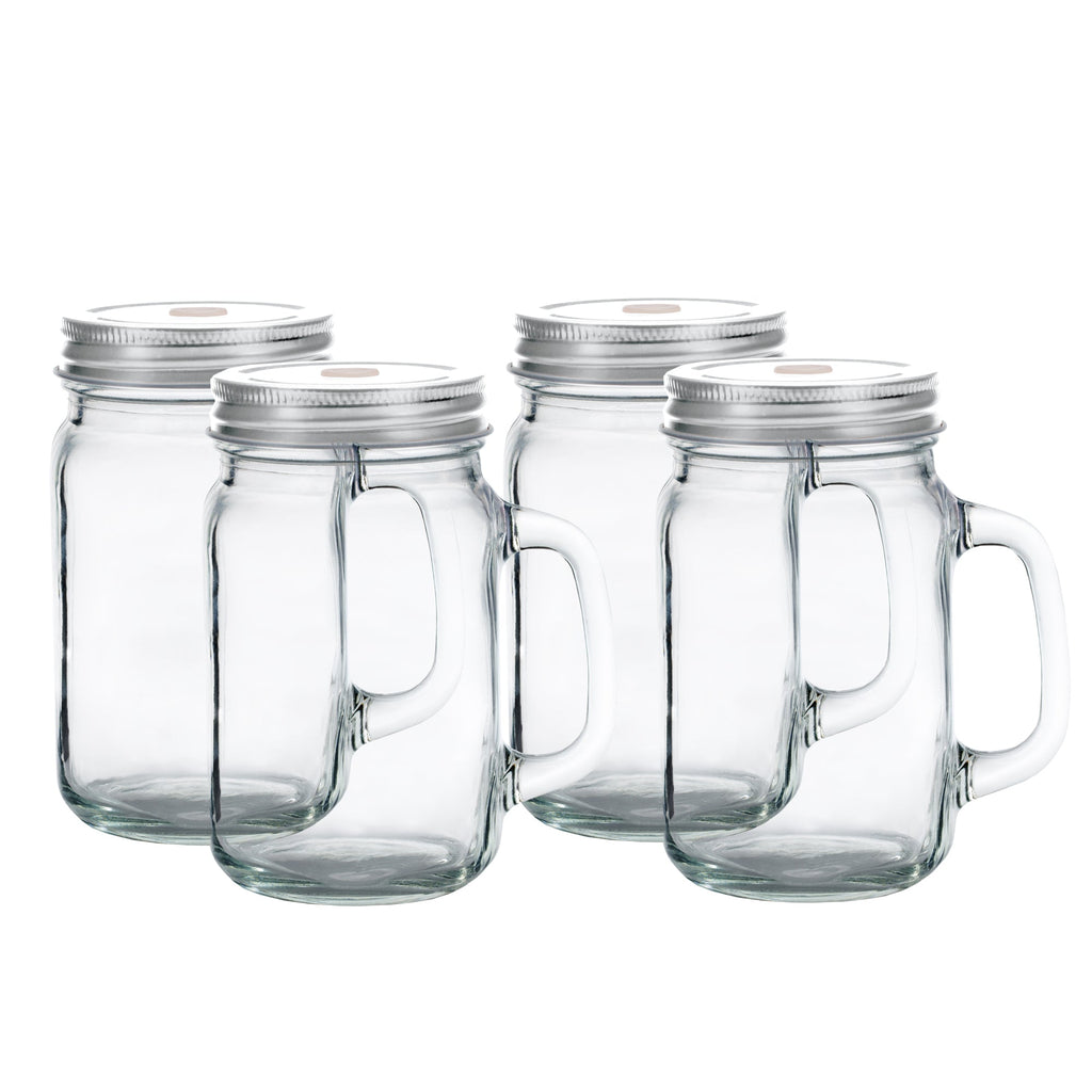 Mason Jar with Handle/Lid/Straw Hole 16oz