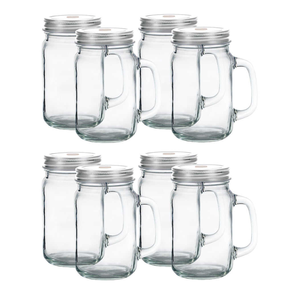 Mason Jar with Handle/Lid/Straw Hole 16oz