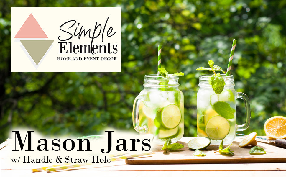 Mason Jar with Handle/Lid/Straw Hole 16oz