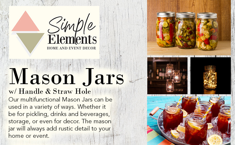 Mason Jar with Handle/Lid/Straw Hole 16oz
