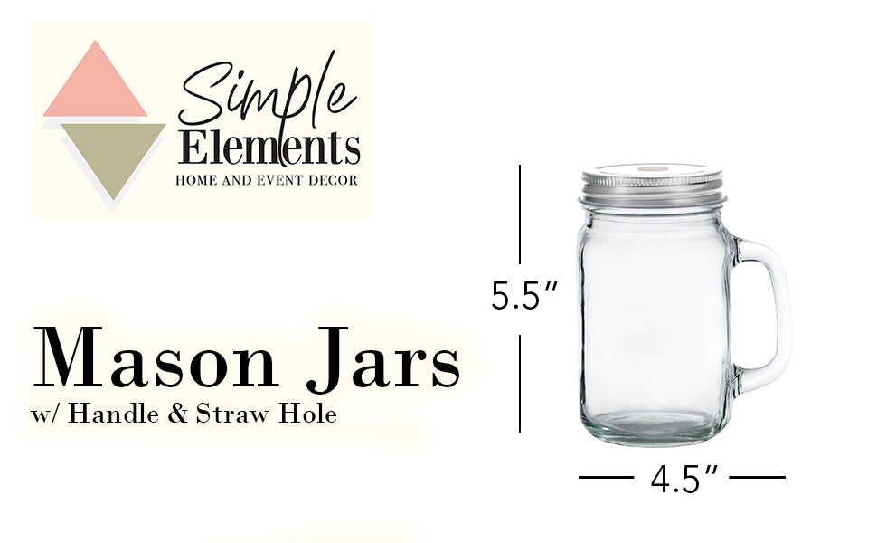 Mason Jar with Handle/Lid/Straw Hole 16oz