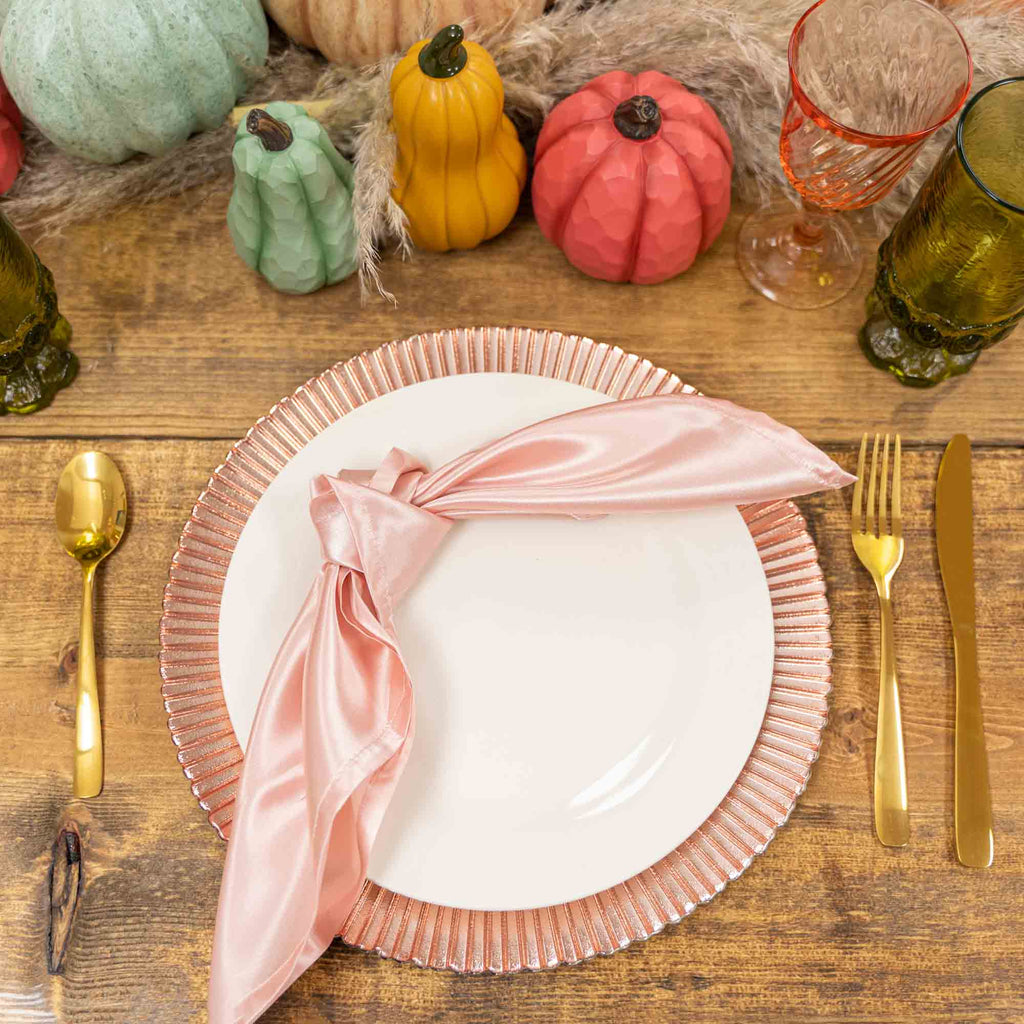 Fluted Glass Charger Plate 13" - Rose Gold