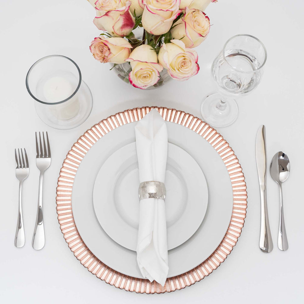 Fluted Glass Charger Plate 13" - Rose Gold