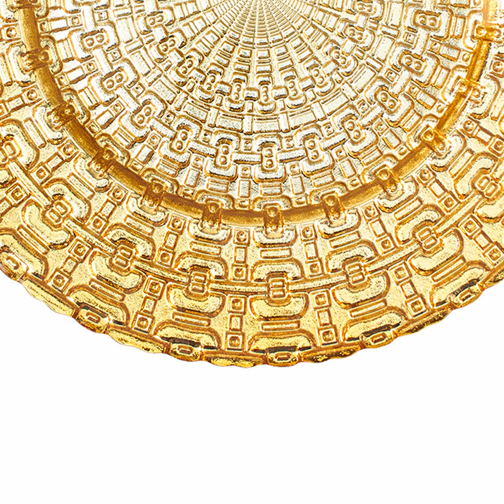Sun Calendar Glass Charger Plate 13" Gold