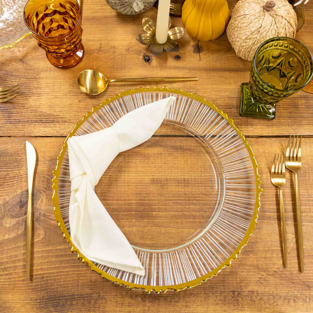 Sunflower Glass Charger Plate 13" - Gold