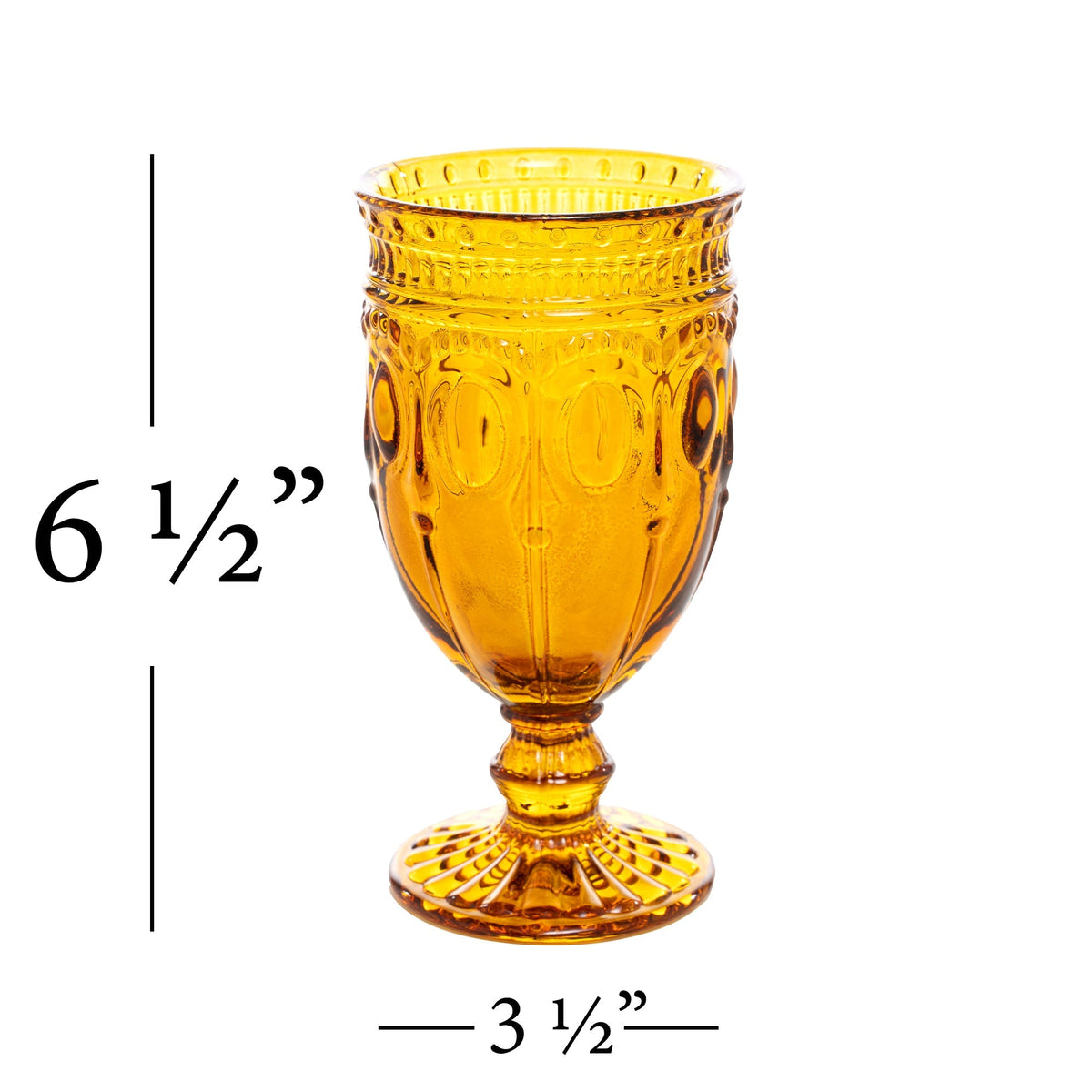 Vintage Embossed Glass Goblet - Amber