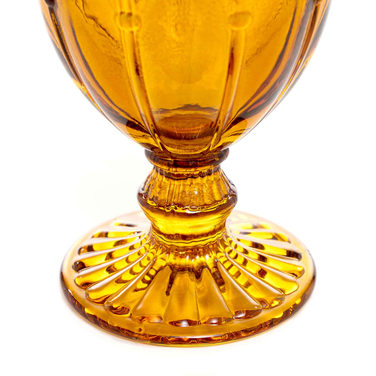 Vintage Embossed Glass Goblet - Amber