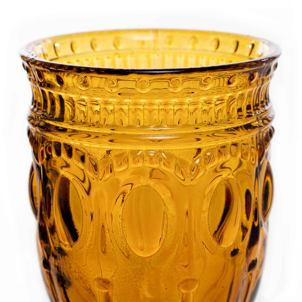 Vintage Embossed Glass Goblet - Amber