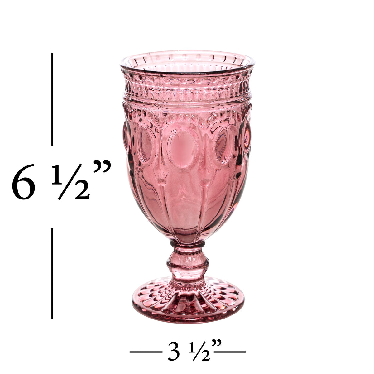 Vintage Embossed Glass Goblet - Blush