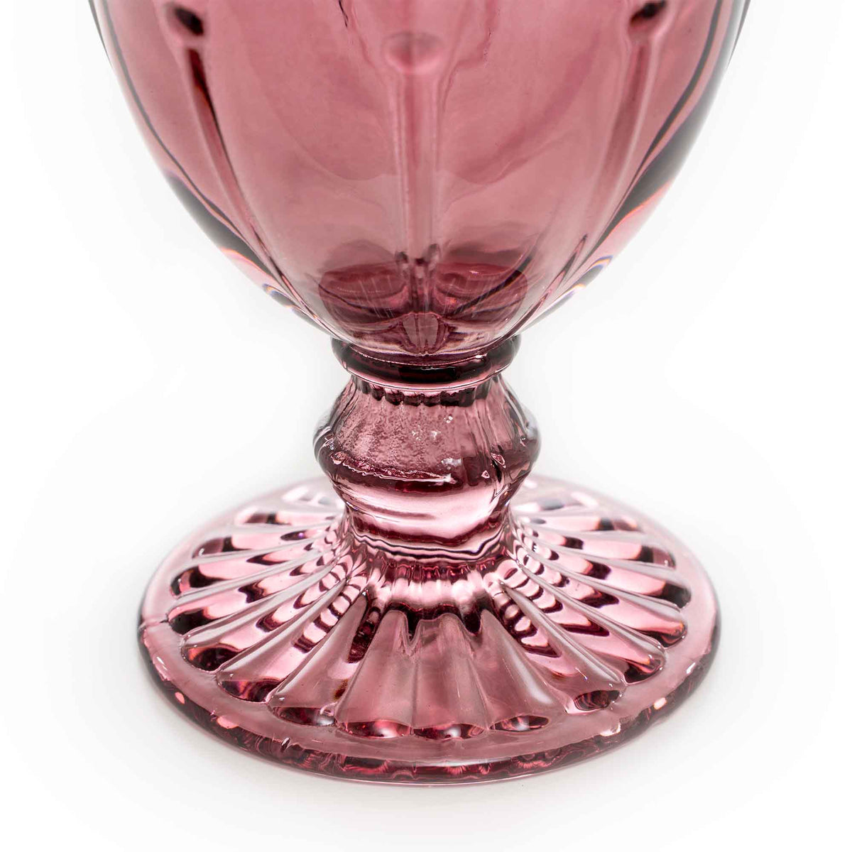 Vintage Embossed Glass Goblet - Blush