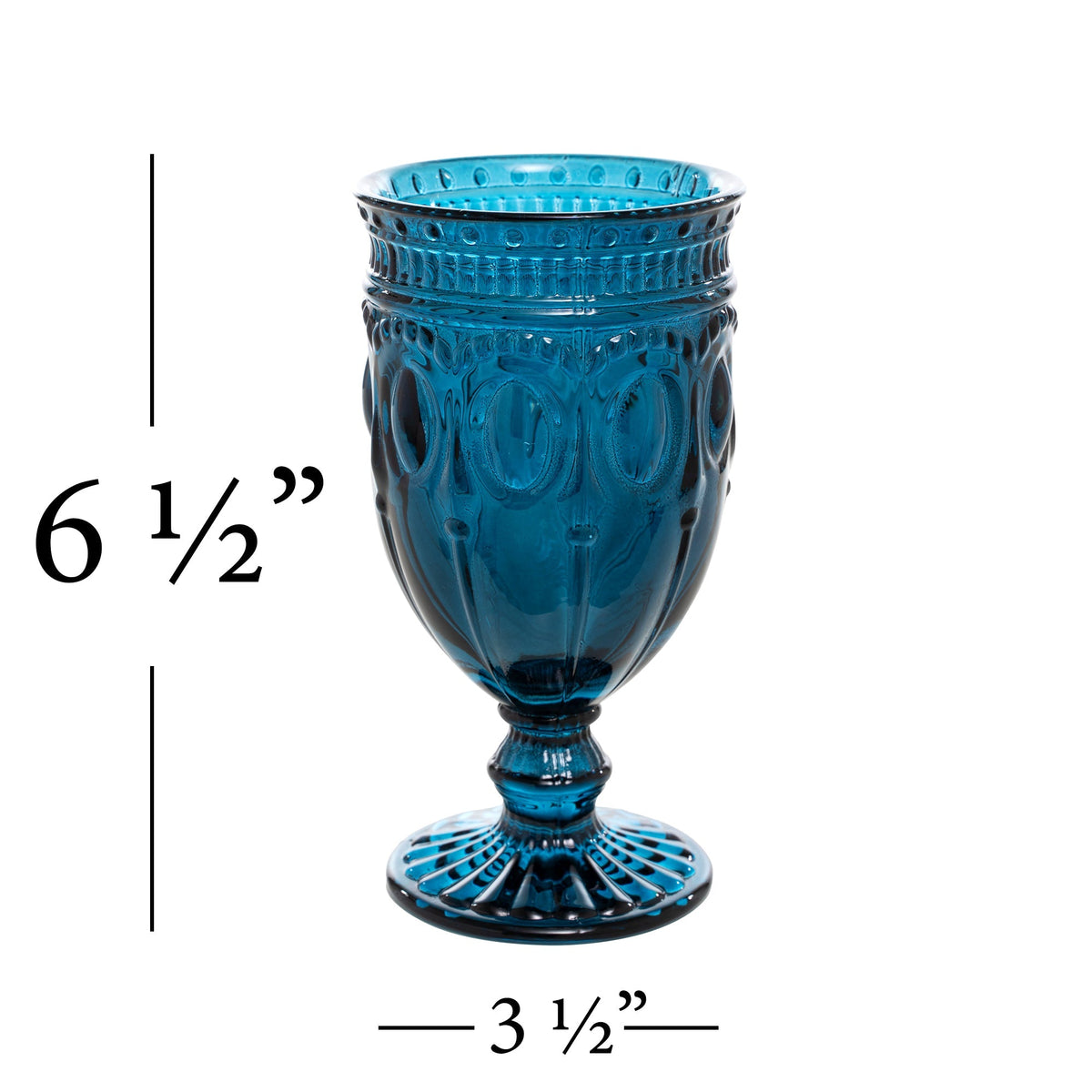 Vintage Embossed Glass Goblet - Navy