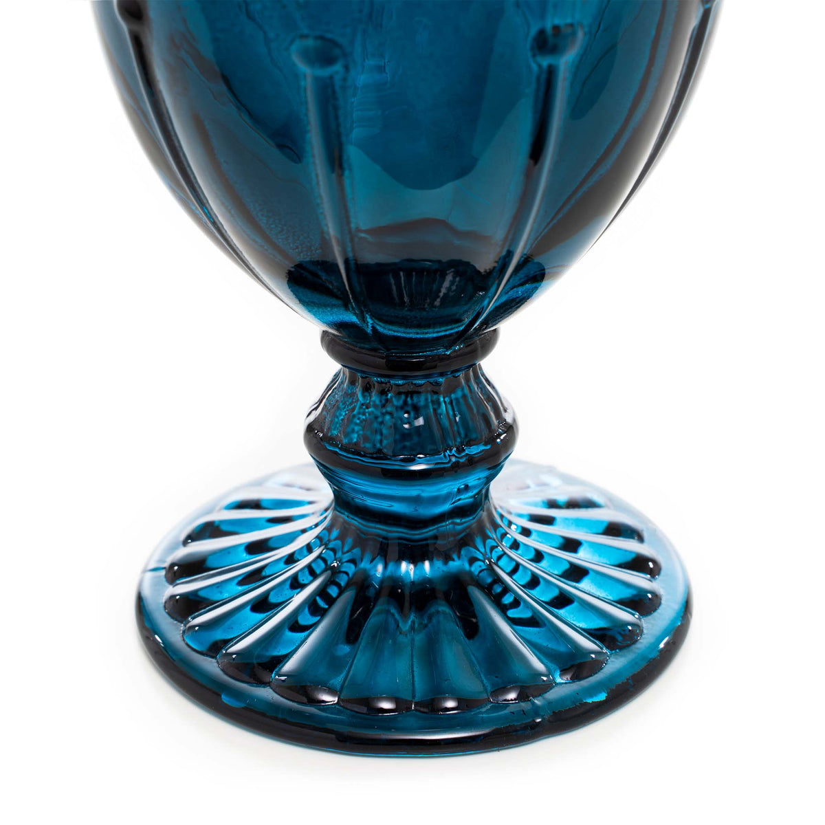 Vintage Embossed Glass Goblet - Navy
